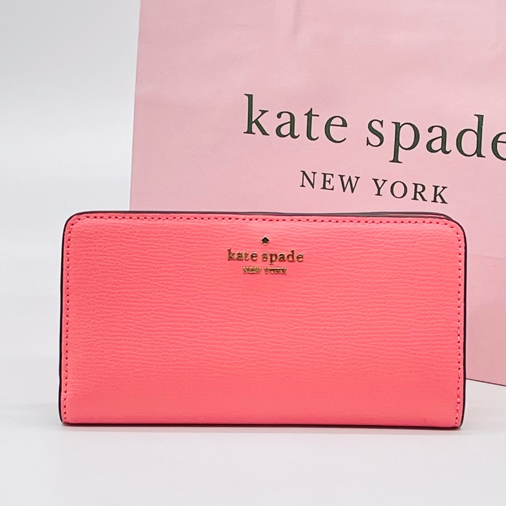 Kate Spade Large Slim Bifold Wallet in Peach Nectar
